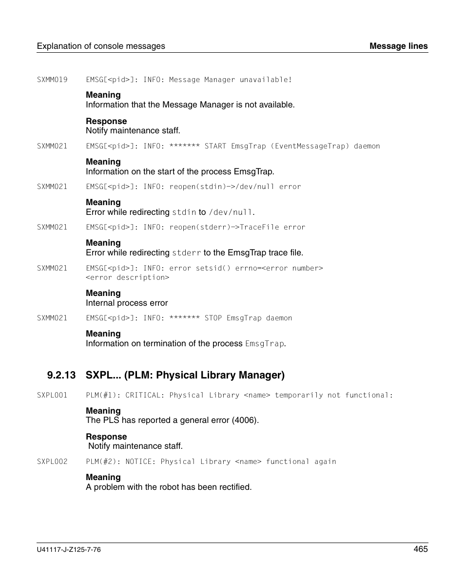 Sxpl... (plm: physical library manager), 13 sxpl... (plm: physical library manager) | FUJITSU CentricStor V3.1D User Manual | Page 465 / 640