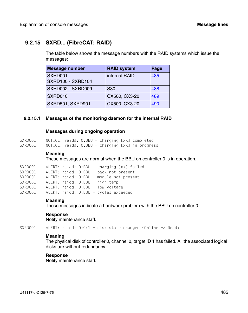 Sxrd... (fibrecat: raid), 15 sxrd... (fibrecat: raid) | FUJITSU CentricStor V3.1D User Manual | Page 485 / 640