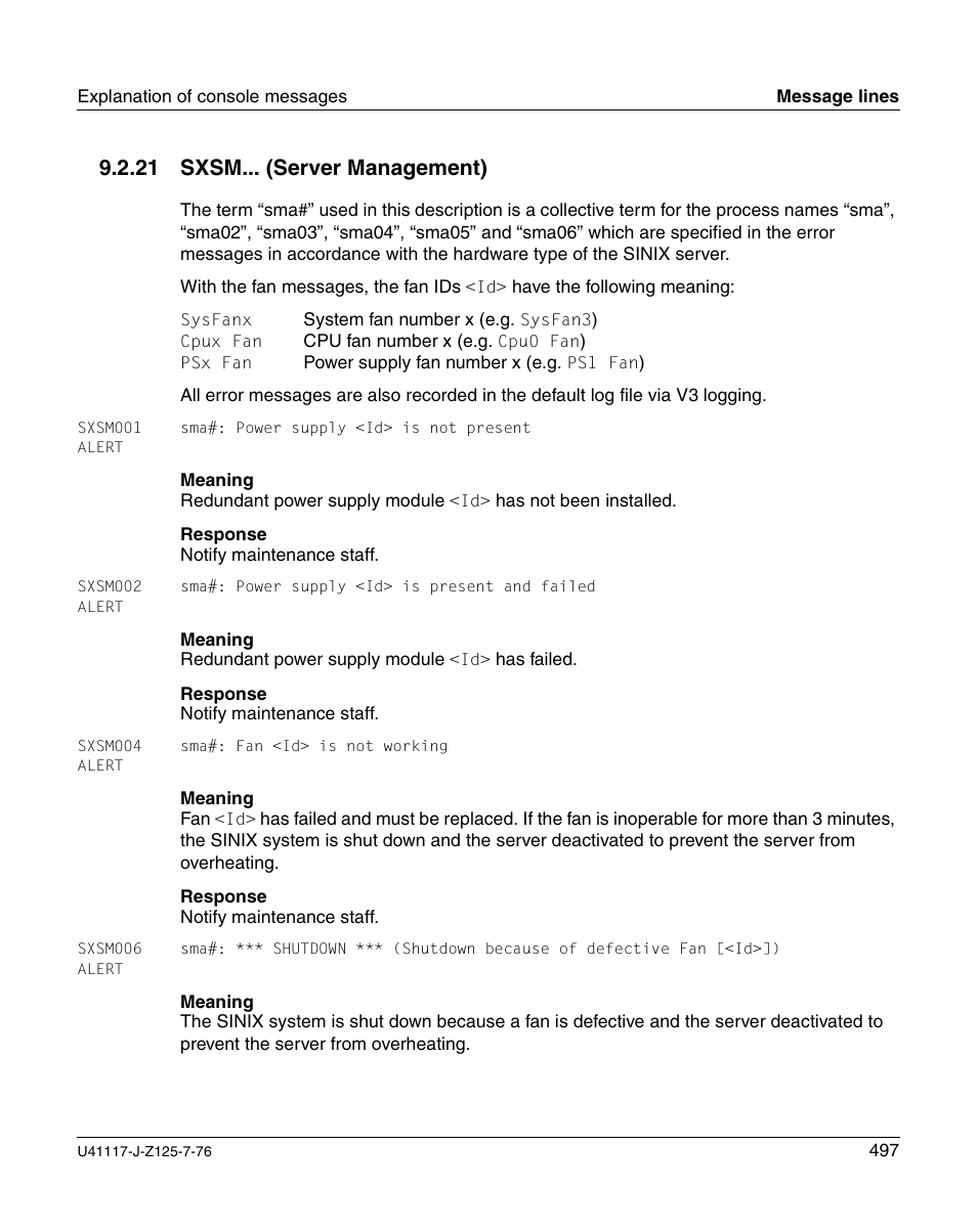 Sxsm... (server management), 21 sxsm... (server management) | FUJITSU CentricStor V3.1D User Manual | Page 497 / 640