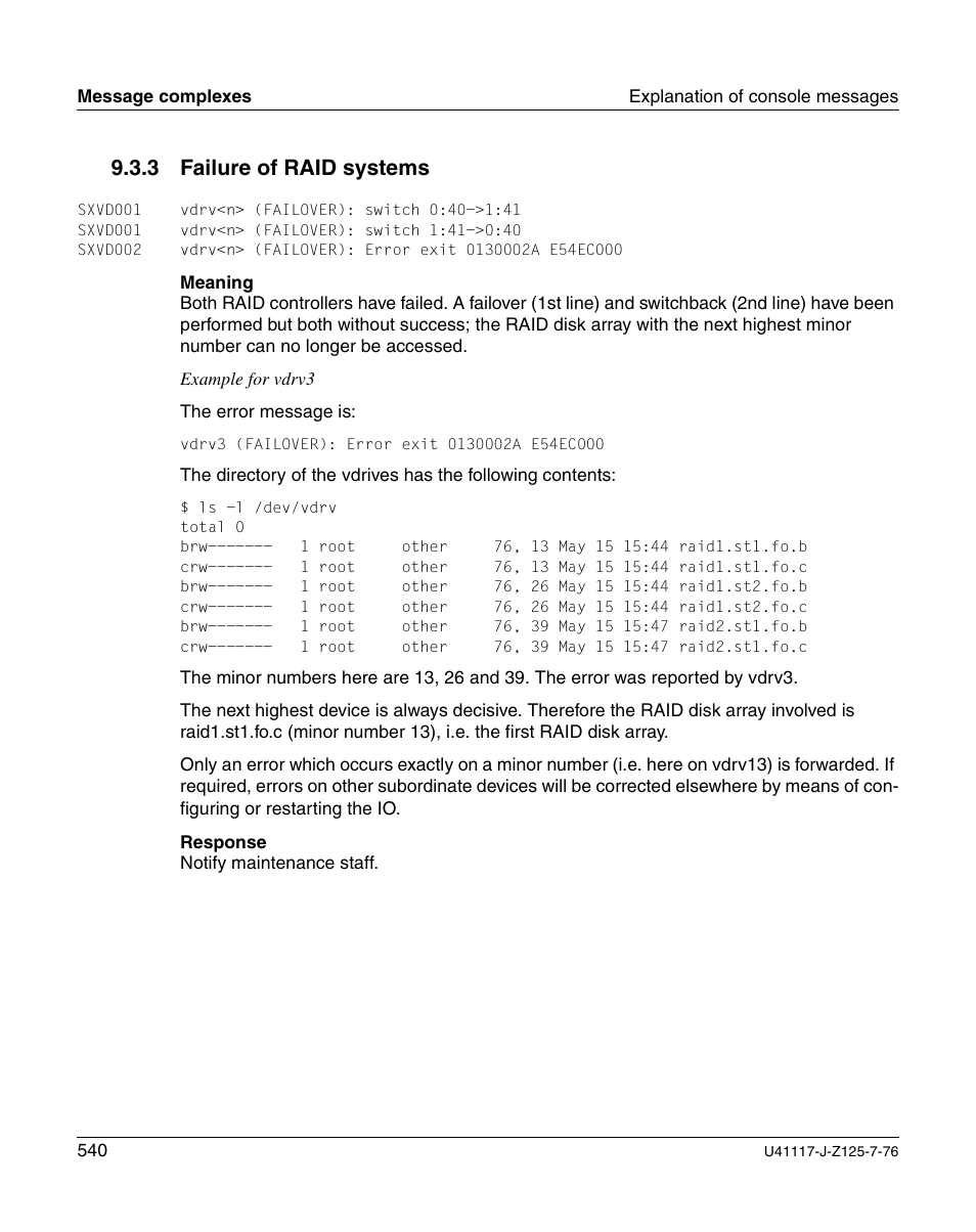 Failure of raid systems, 3 failure of raid systems | FUJITSU CentricStor V3.1D User Manual | Page 540 / 640