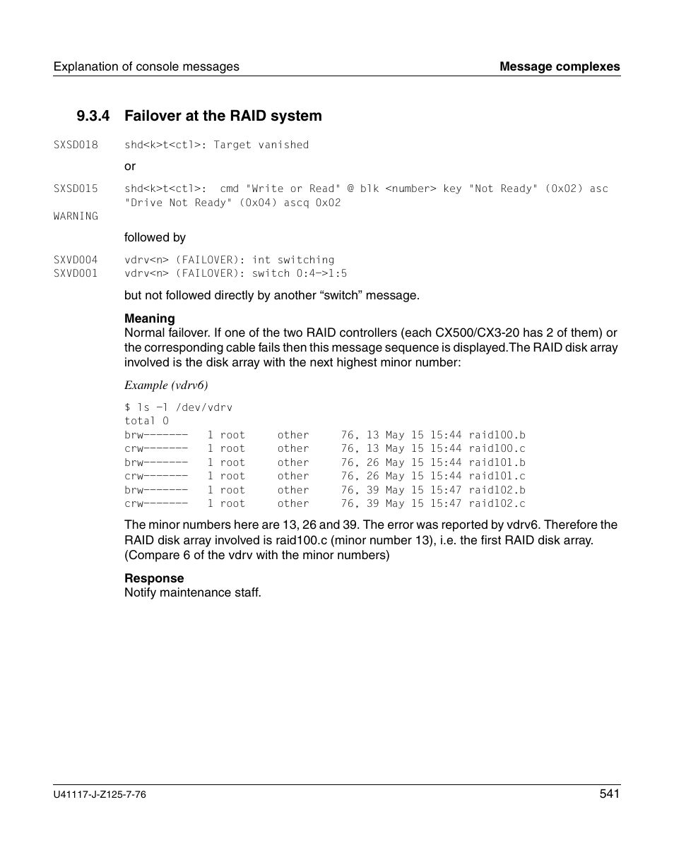 Failover at the raid system, Section “failover at the, 4 failover at the raid system | FUJITSU CentricStor V3.1D User Manual | Page 541 / 640