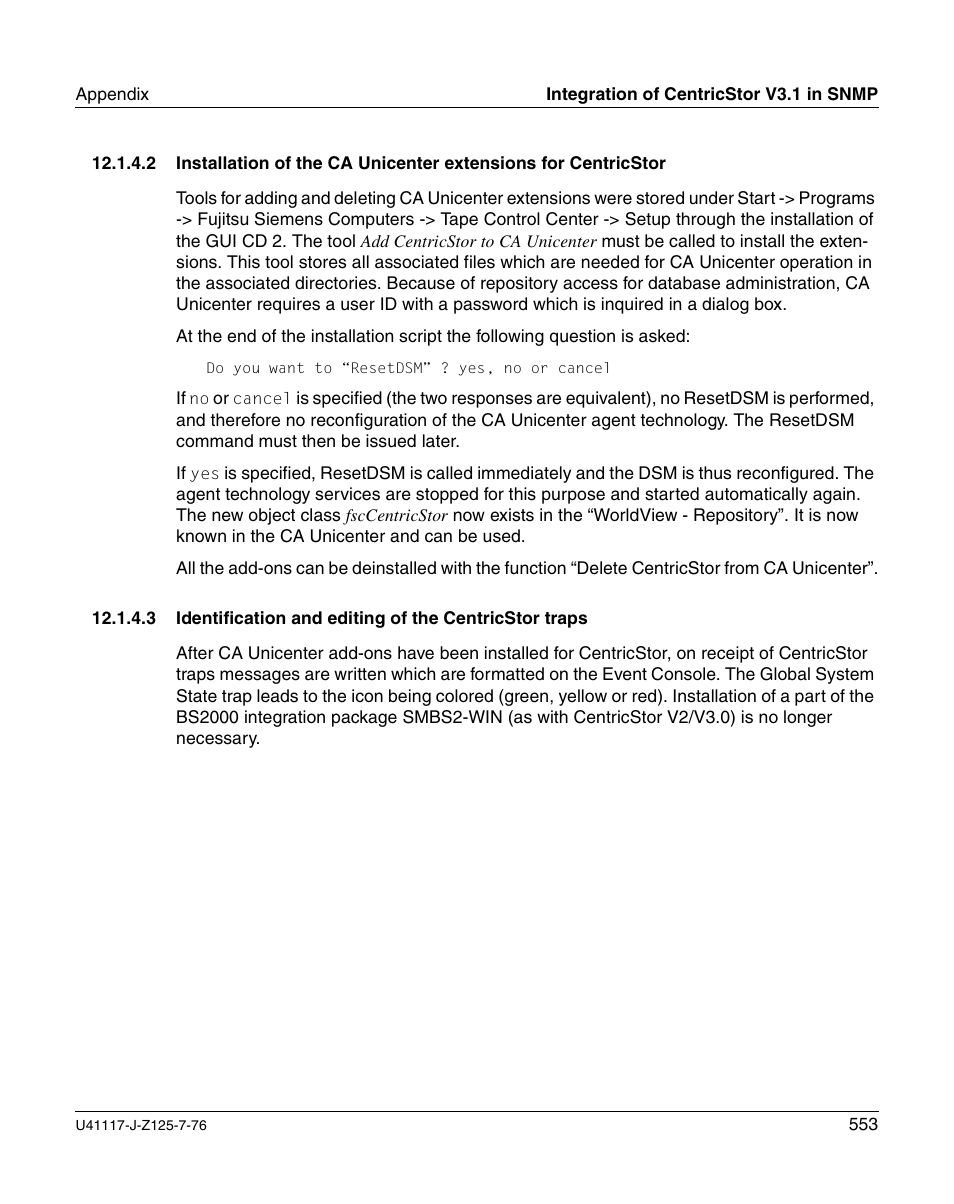 FUJITSU CentricStor V3.1D User Manual | Page 553 / 640