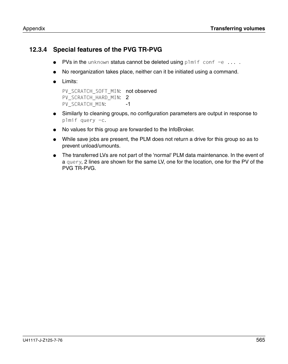 Special features of the pvg tr-pvg, 4 special features of the pvg tr-pvg | FUJITSU CentricStor V3.1D User Manual | Page 565 / 640