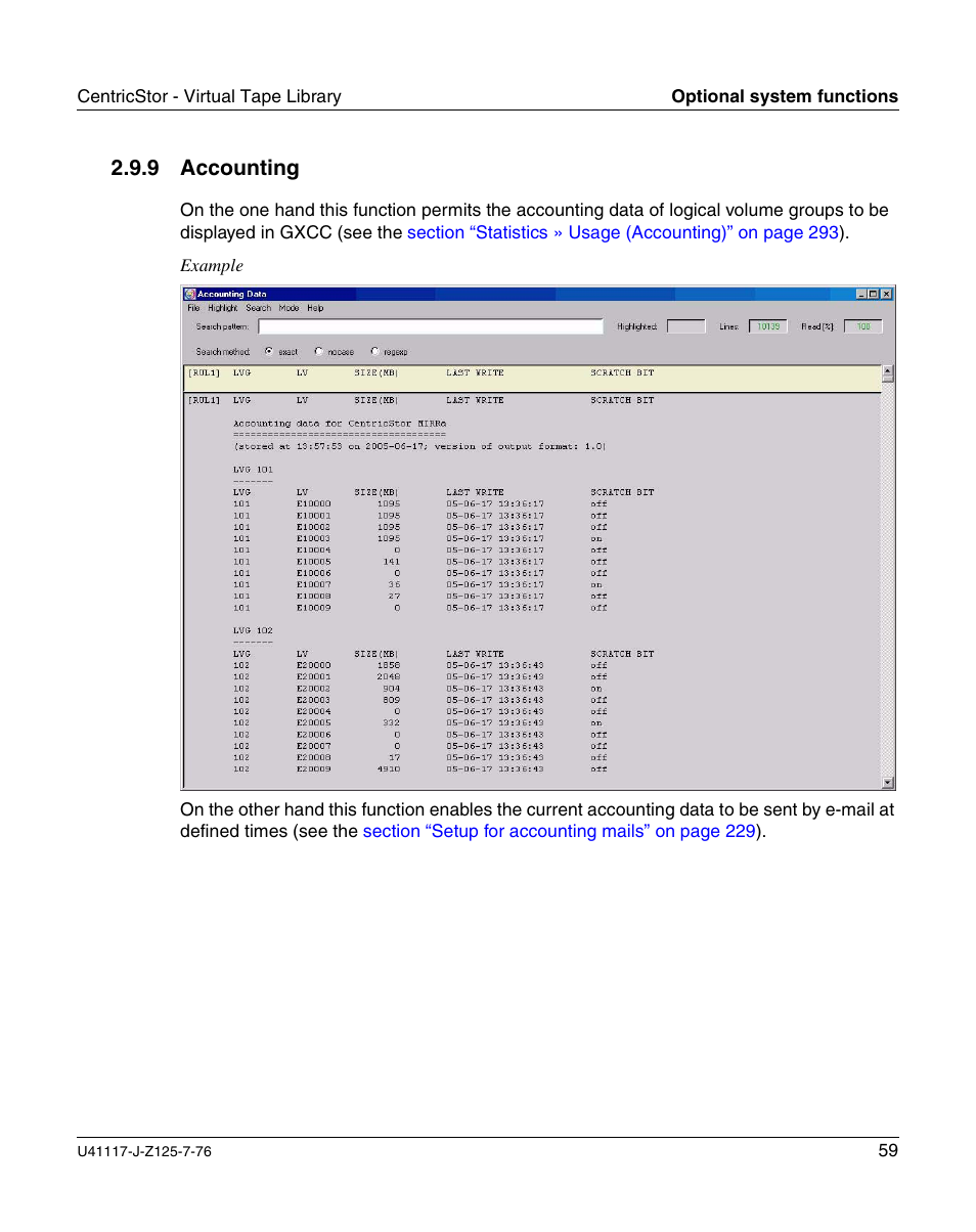 Accounting, 9 accounting | FUJITSU CentricStor V3.1D User Manual | Page 59 / 640