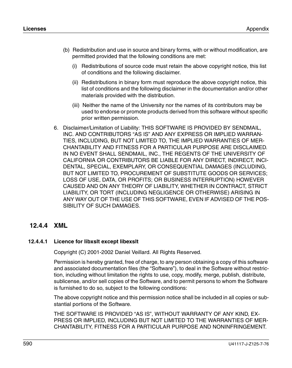 Licence for libxslt except libexslt, 4 xml | FUJITSU CentricStor V3.1D User Manual | Page 590 / 640