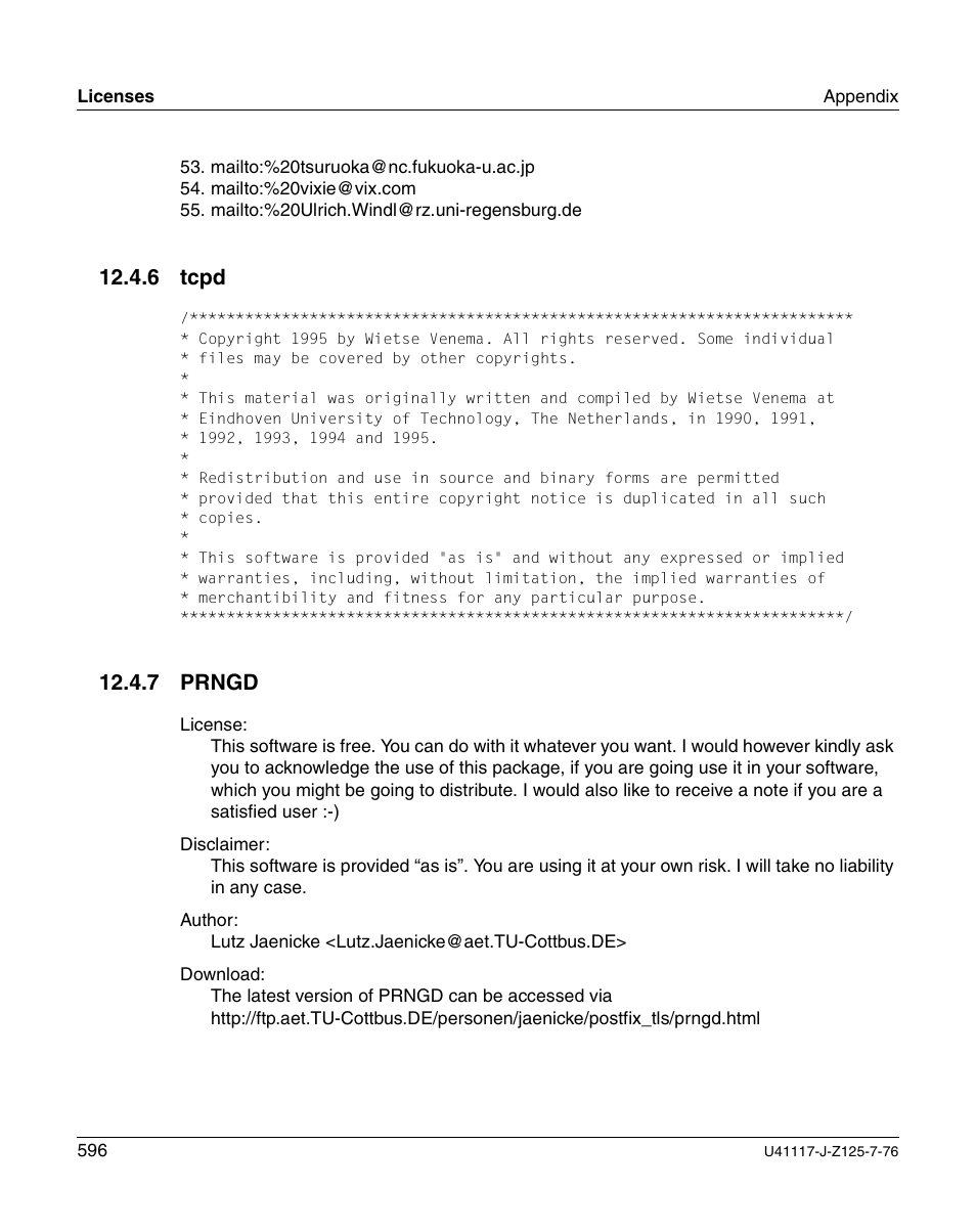 Tcpd, Prngd | FUJITSU CentricStor V3.1D User Manual | Page 596 / 640