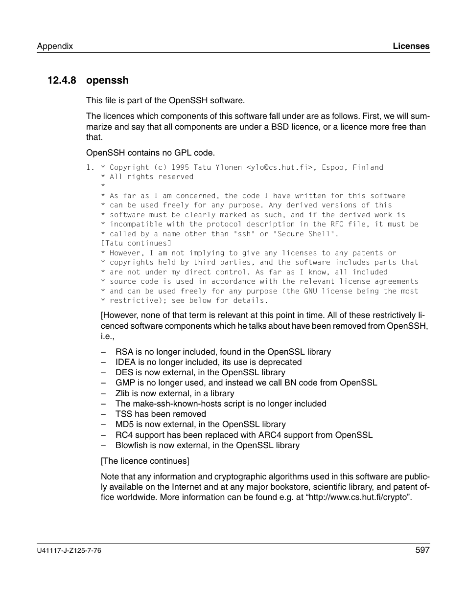 Openssh, 8 openssh | FUJITSU CentricStor V3.1D User Manual | Page 597 / 640