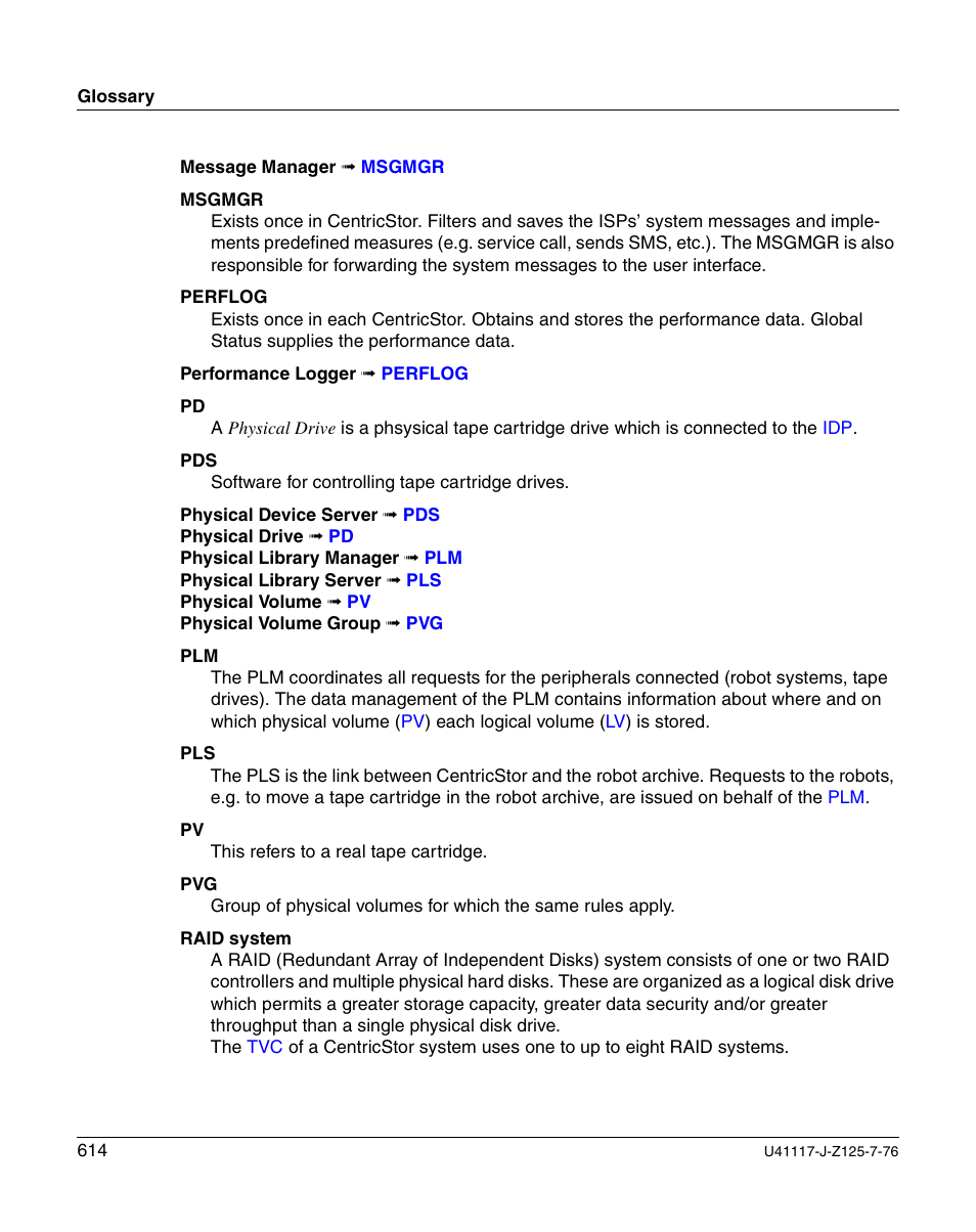 FUJITSU CentricStor V3.1D User Manual | Page 614 / 640