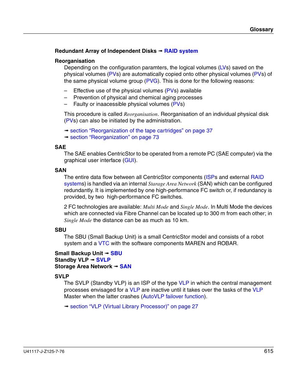 Svlp | FUJITSU CentricStor V3.1D User Manual | Page 615 / 640