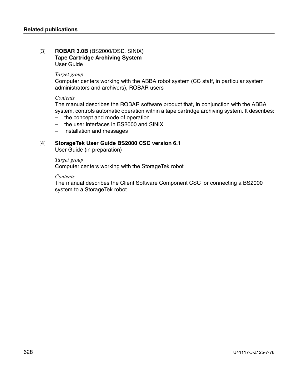 FUJITSU CentricStor V3.1D User Manual | Page 628 / 640