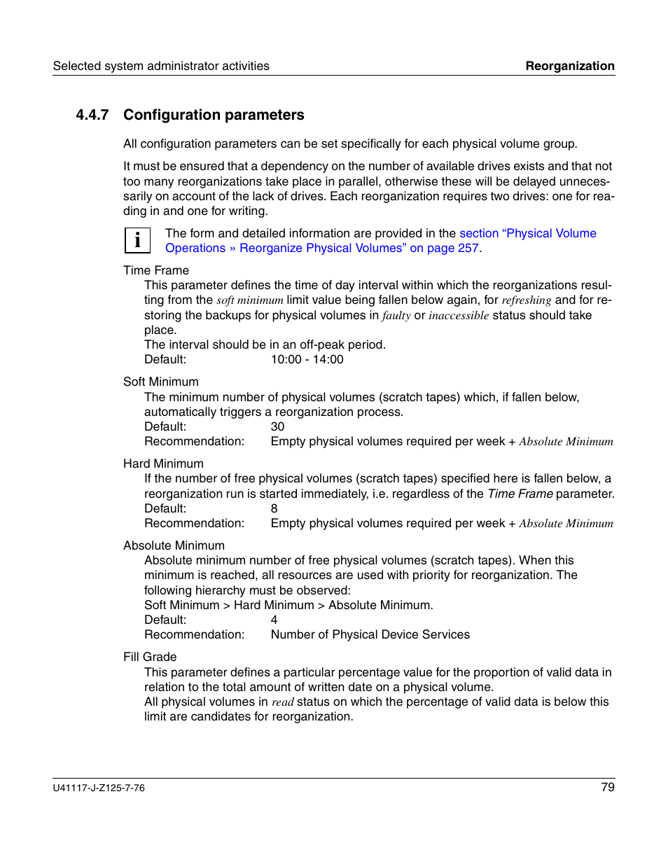 Configuration parameters | FUJITSU CentricStor V3.1D User Manual | Page 79 / 640