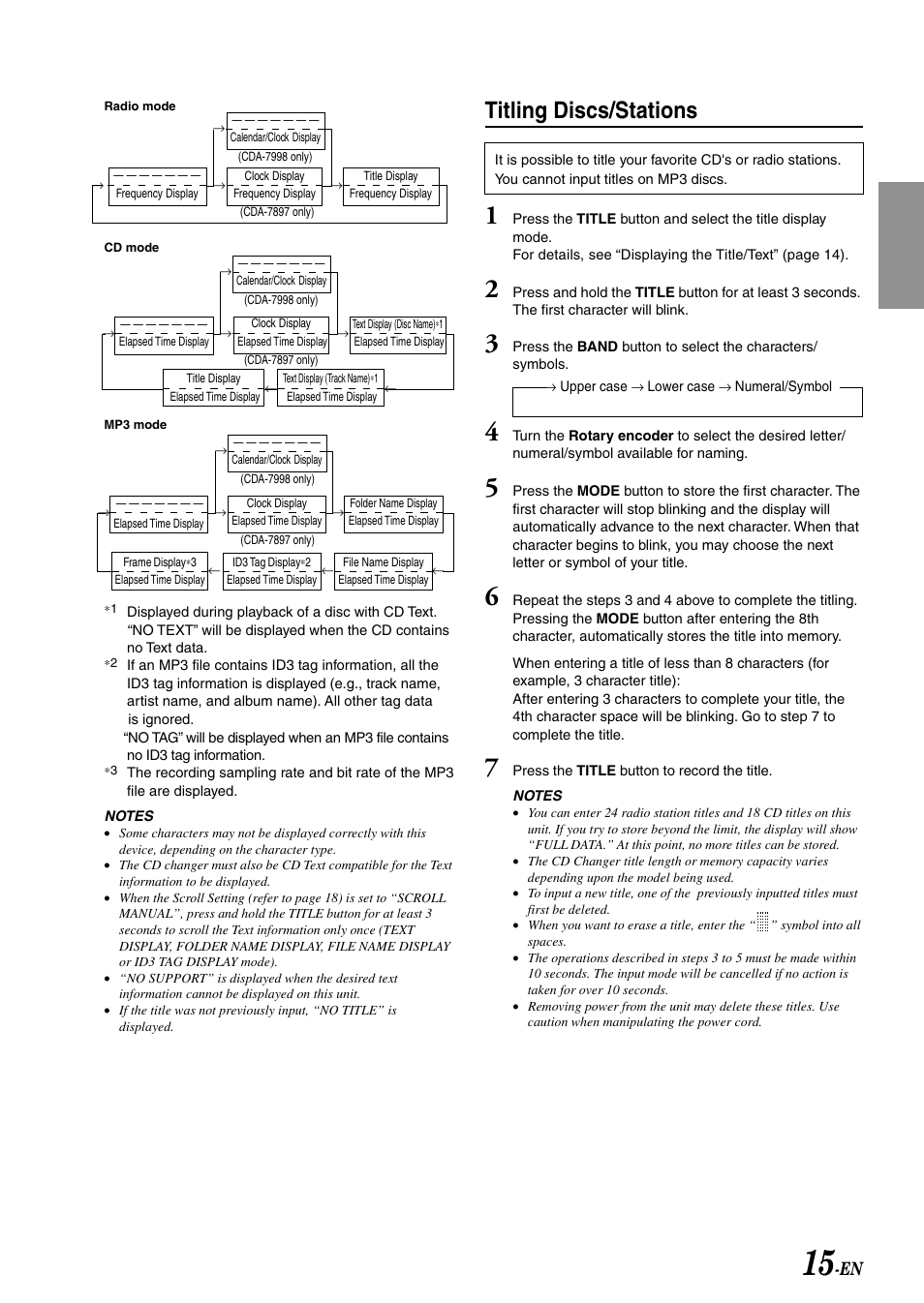 Titling discs/stations | Alpine CDA-7897 User Manual | Page 17 / 51