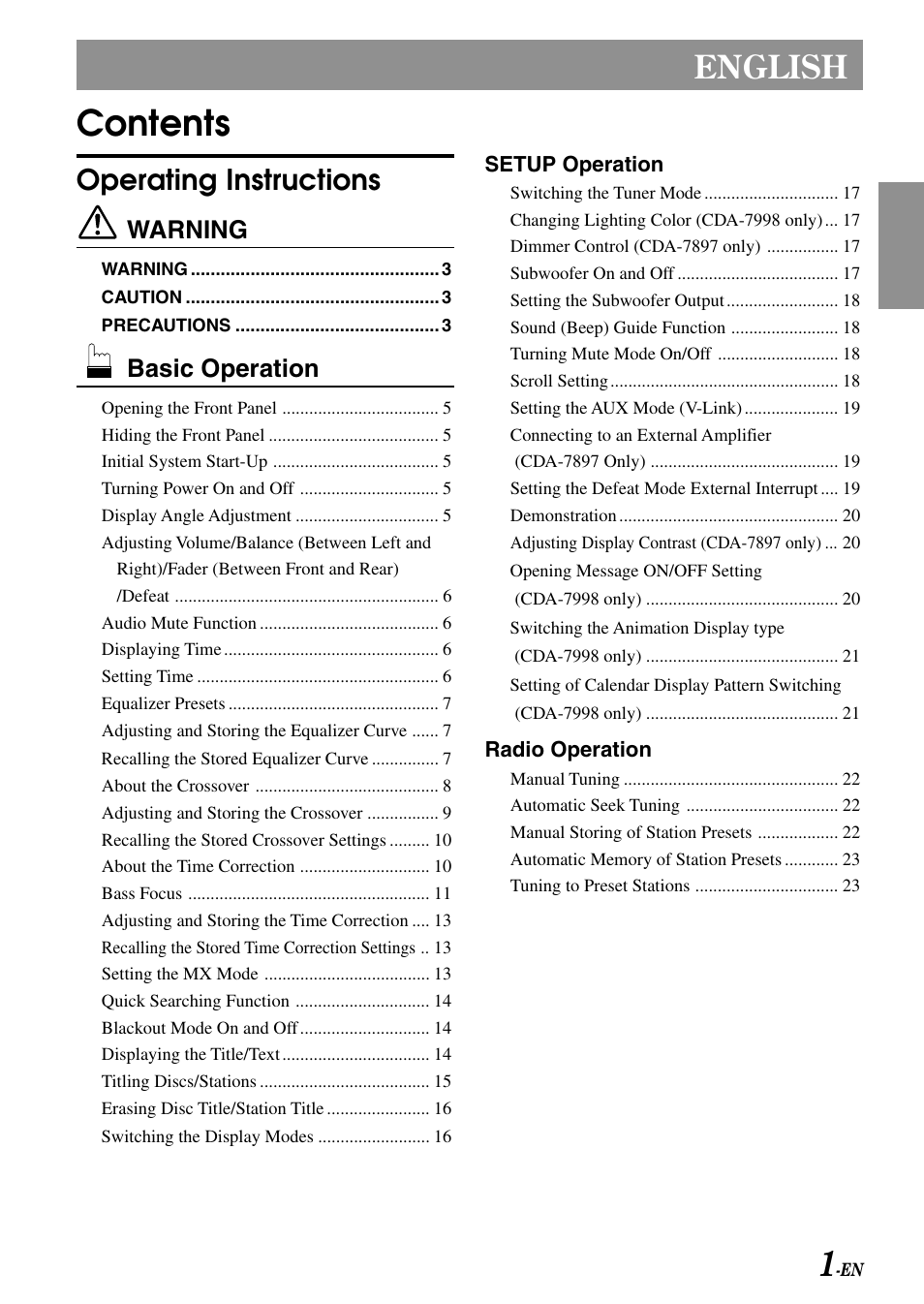 Alpine CDA-7897 User Manual | Page 3 / 51