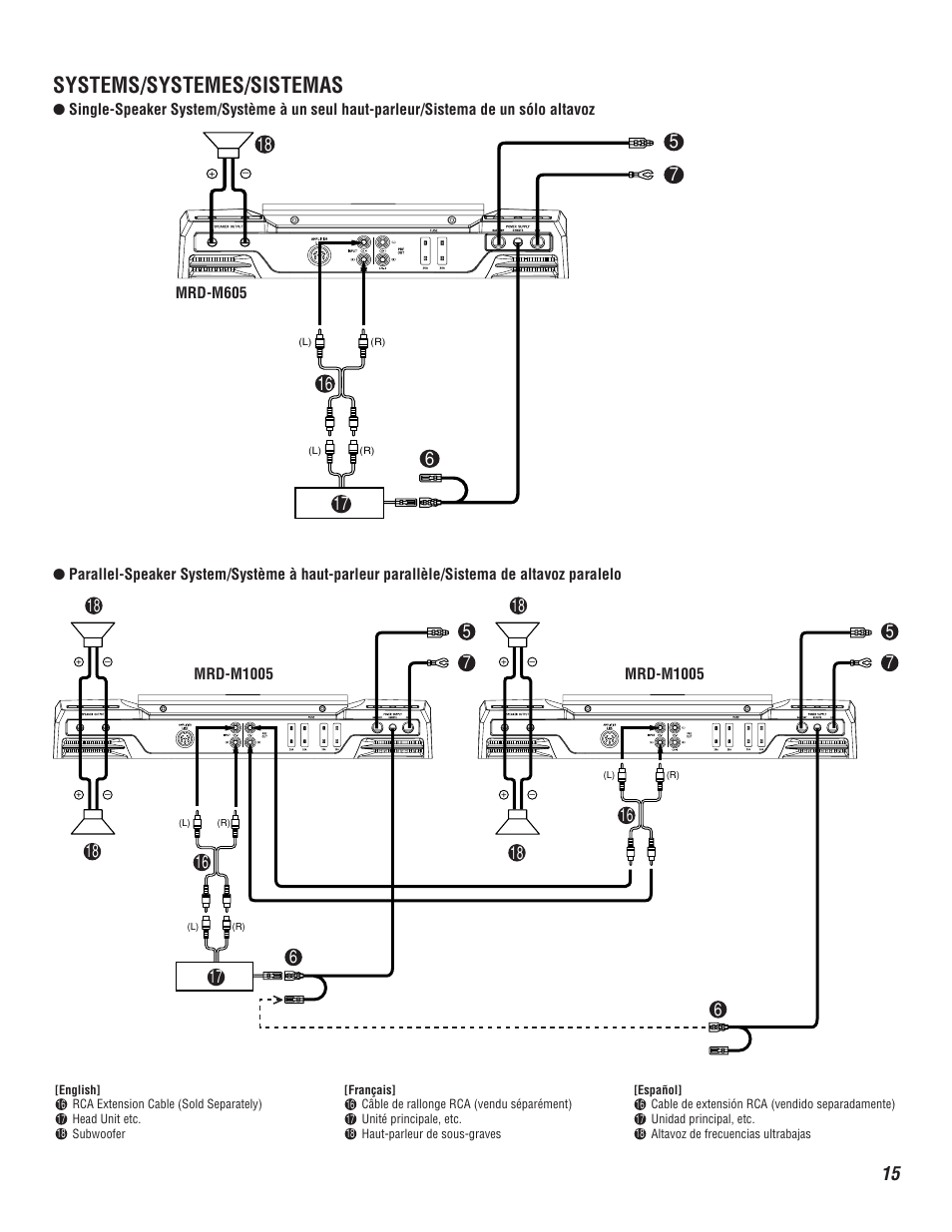 Systems/systemes/sistemas | Alpine V12 AccuClass-D MRD-M1005 User Manual | Page 15 / 20