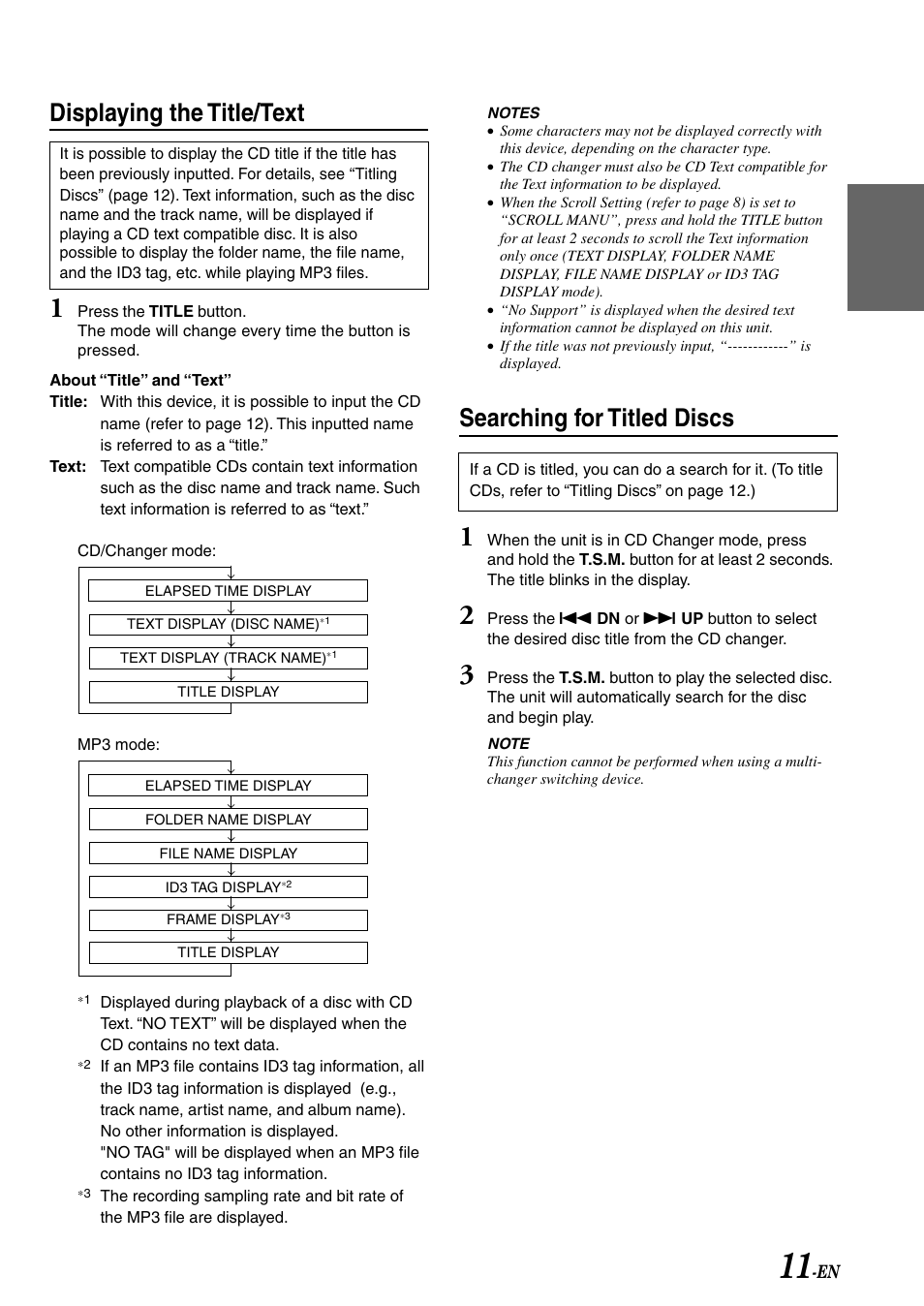 Displaying the title/text, Searching for titled discs | Alpine CDA-7878R User Manual | Page 13 / 48
