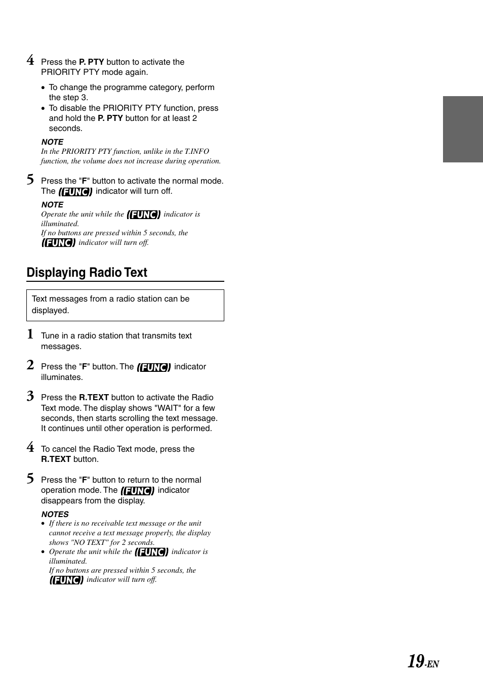 Displaying radio text | Alpine CDA-7878R User Manual | Page 21 / 48