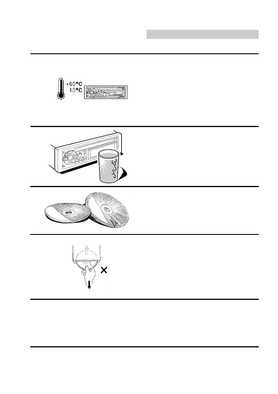 Precautions, Thermal protection circuit, Moisture condensation | Damaged disc, Never attempt the following, Maintenance | Alpine CDA-7832R User Manual | Page 5 / 58