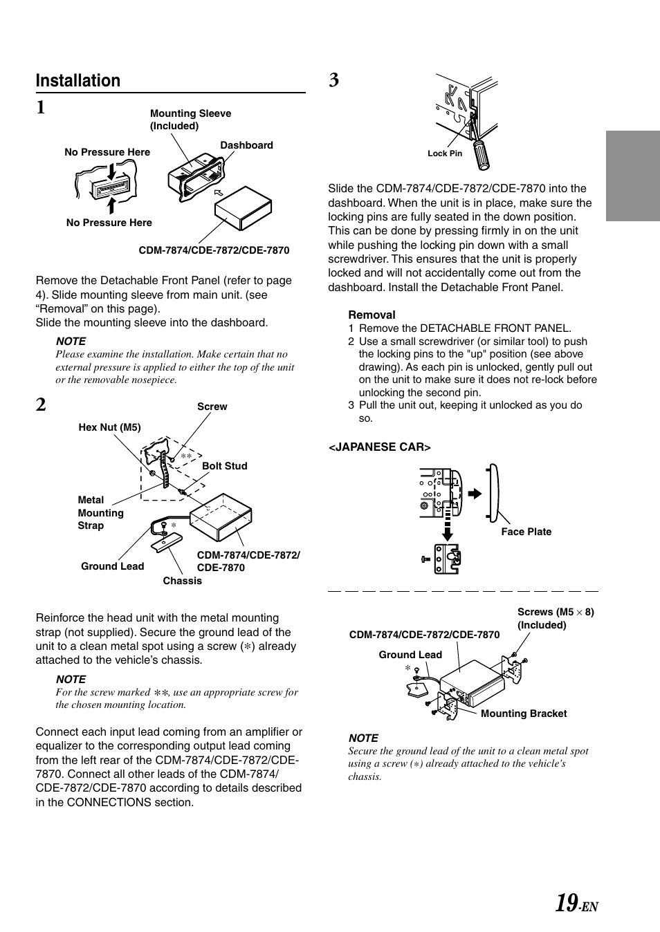 Installation | Alpine CDE-7870 User Manual | Page 21 / 26