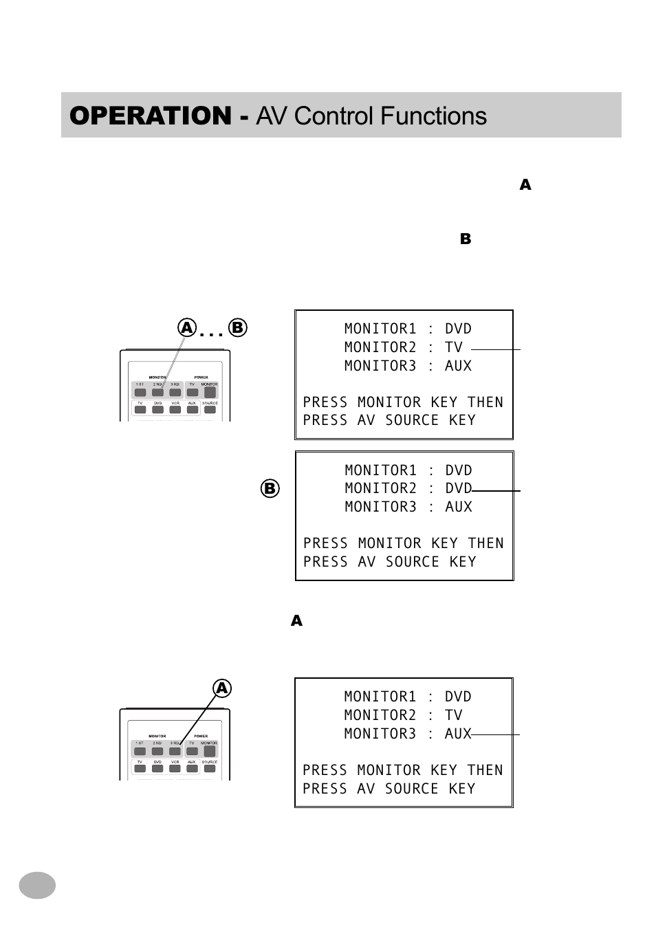 Operation - av control functions | Alpine TCS-V430A User Manual | Page 8 / 21