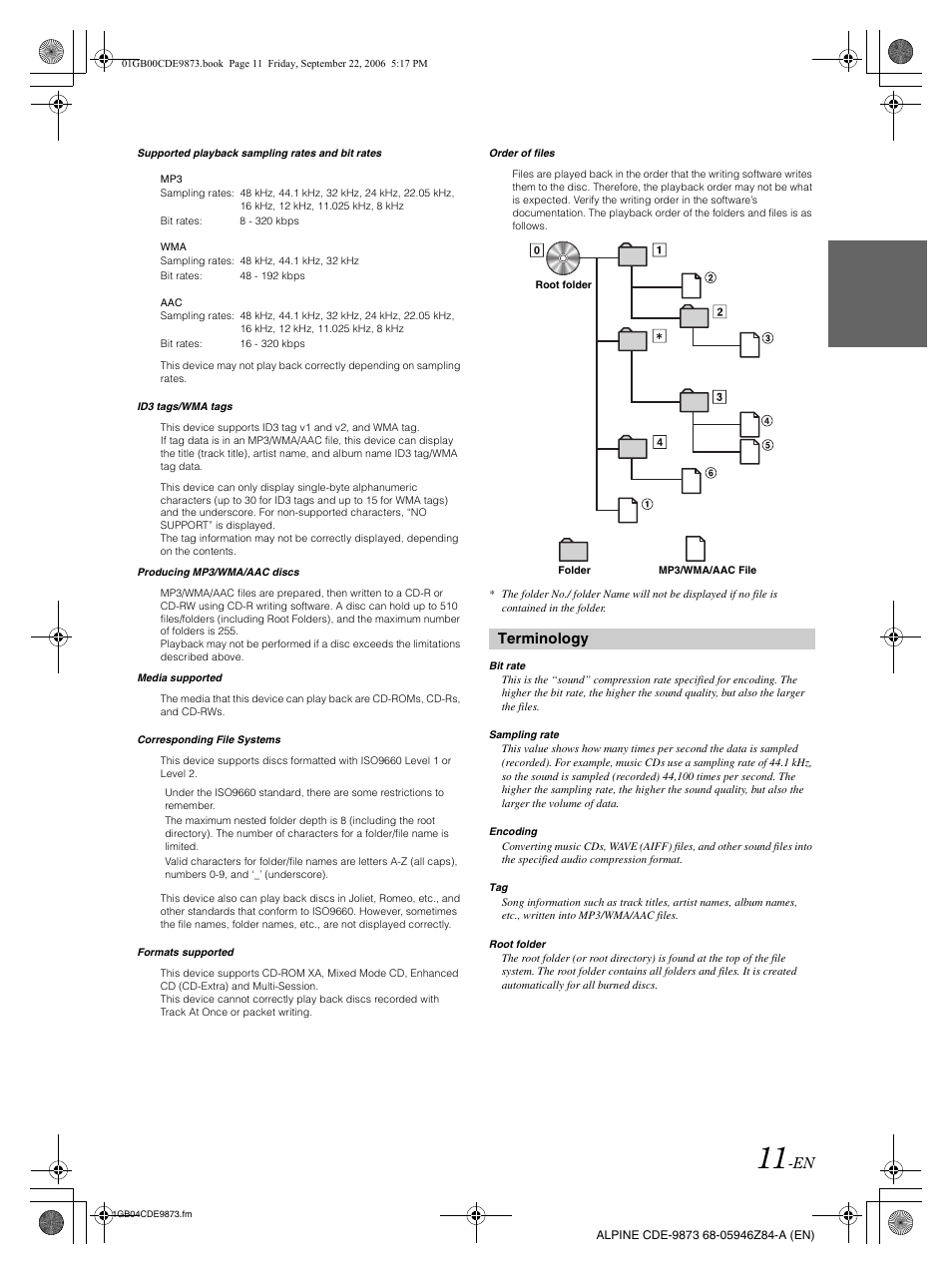 Terminology | Alpine CDE-9873 User Manual | Page 13 / 88