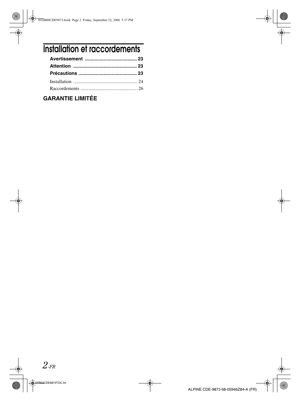 Installation et raccordements | Alpine CDE-9873 User Manual | Page 33 / 88