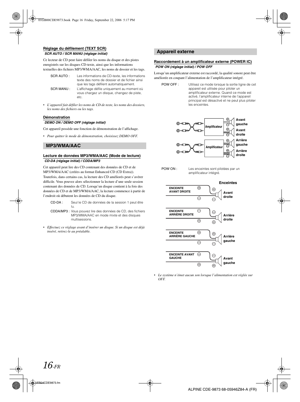 Mp3/wma/aac, Appareil externe | Alpine CDE-9873 User Manual | Page 47 / 88