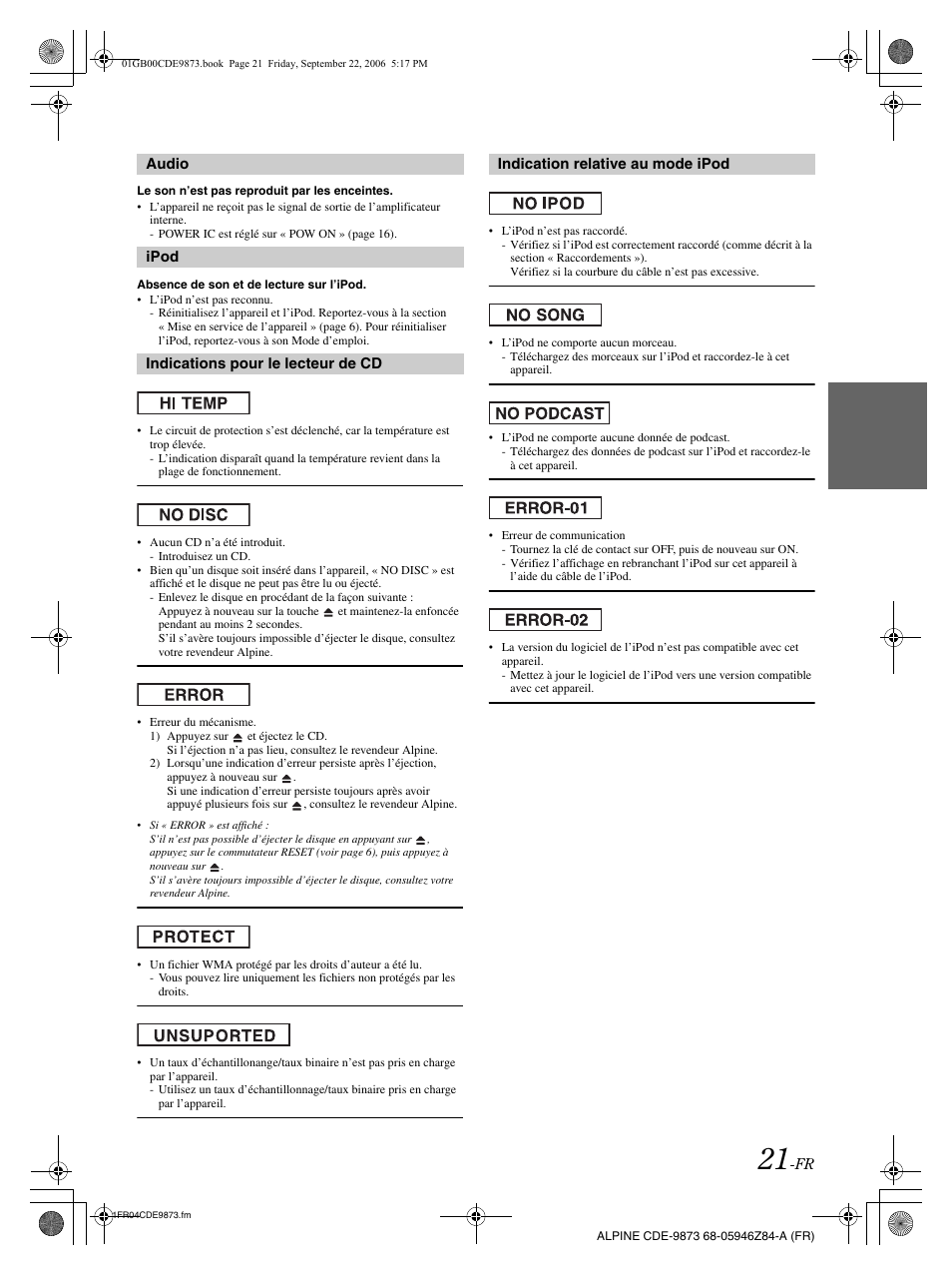 Alpine CDE-9873 User Manual | Page 52 / 88