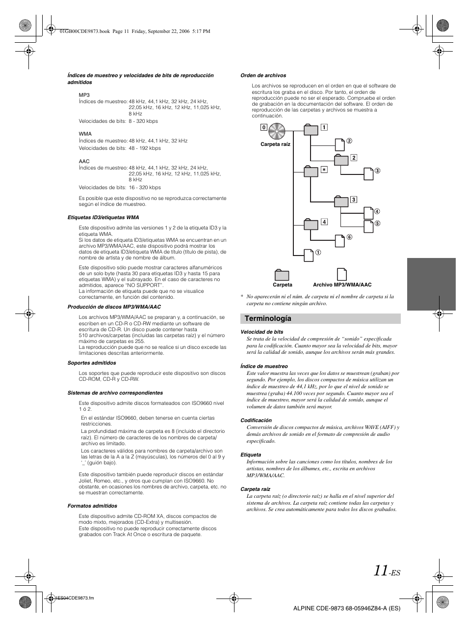 Terminología | Alpine CDE-9873 User Manual | Page 71 / 88