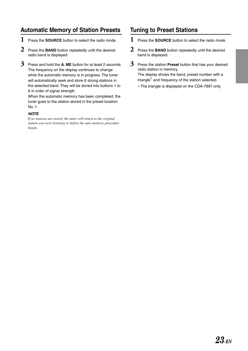 Tuning to preset stations | Alpine CDA-7998 User Manual | Page 25 / 52