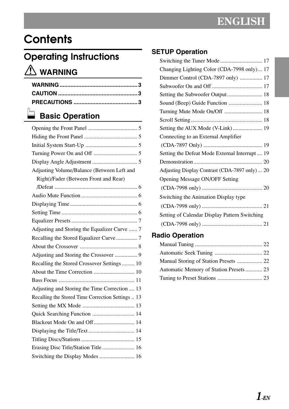 Alpine CDA-7998 User Manual | Page 3 / 52