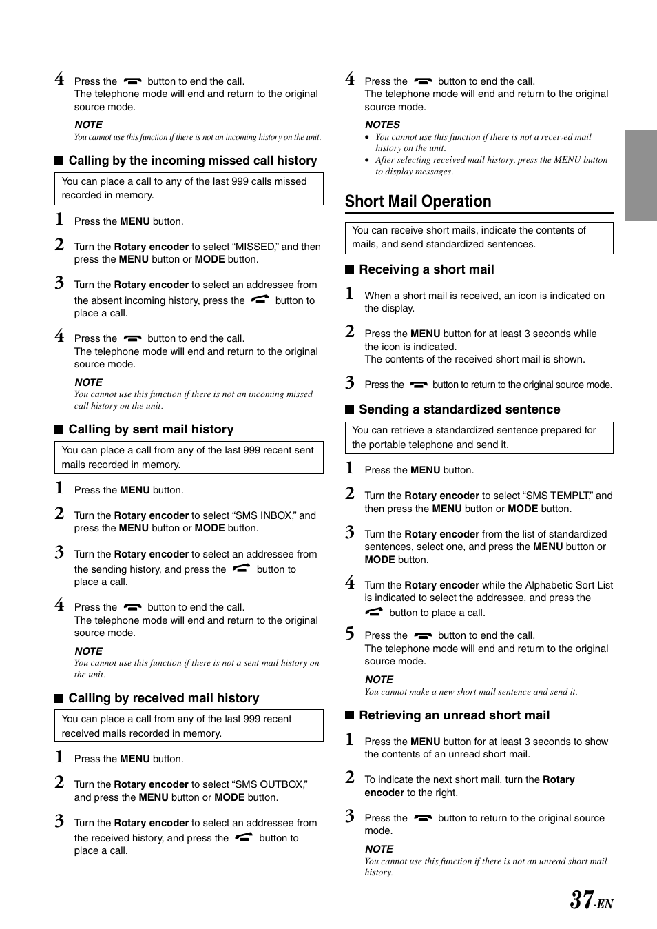 Short mail operation | Alpine CDA-7998 User Manual | Page 39 / 52