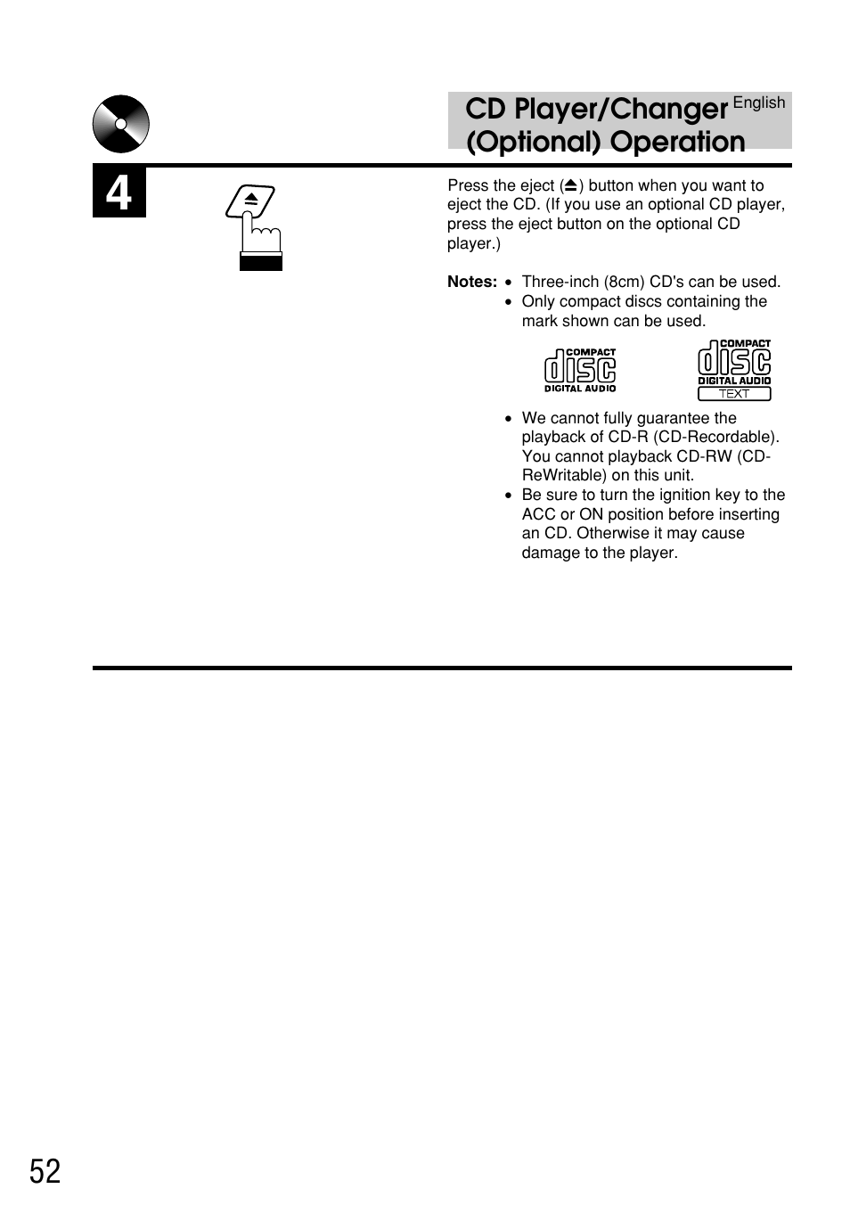 Cd player/changer (optional) operation | Alpine IVA-C800E User Manual | Page 25 / 115