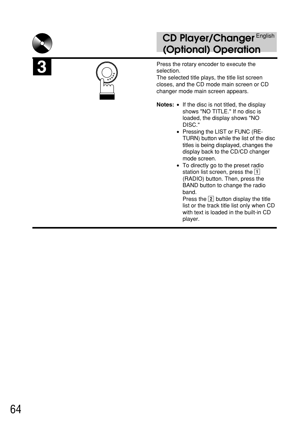 Cd player/changer (optional) operation | Alpine IVA-C800E User Manual | Page 31 / 115