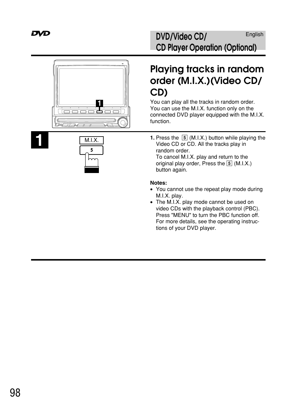 Dvd/video cd/ cd player operation (optional) | Alpine IVA-C800E User Manual | Page 48 / 115