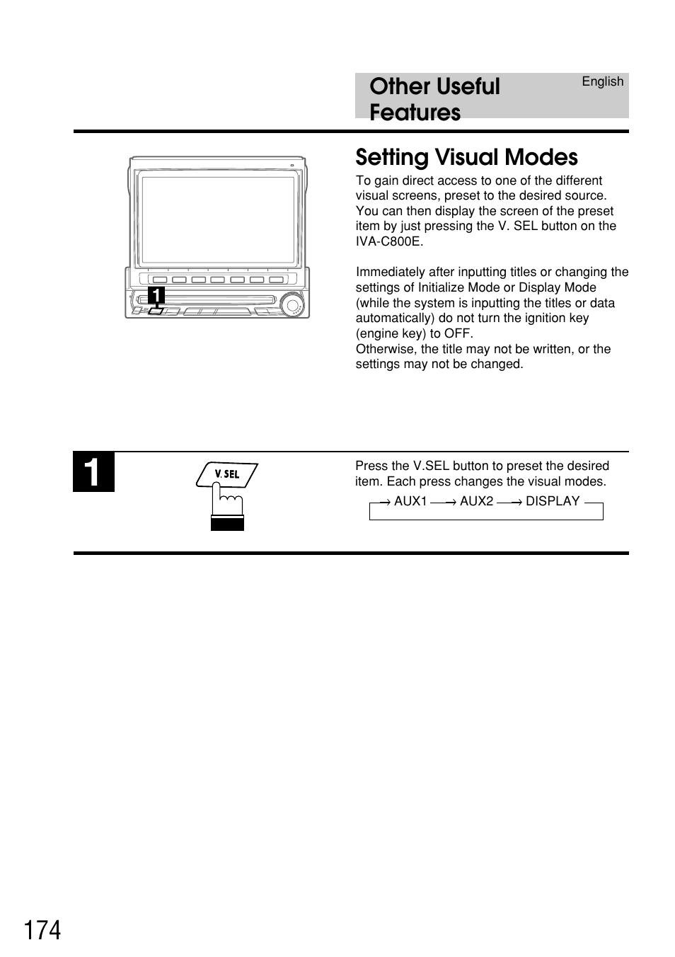 Other useful features, Setting visual modes | Alpine IVA-C800E User Manual | Page 85 / 115