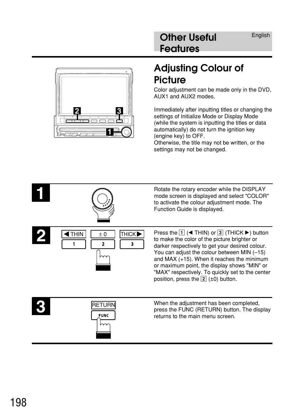 Other useful features, Adjusting colour of picture | Alpine IVA-C800E User Manual | Page 97 / 115