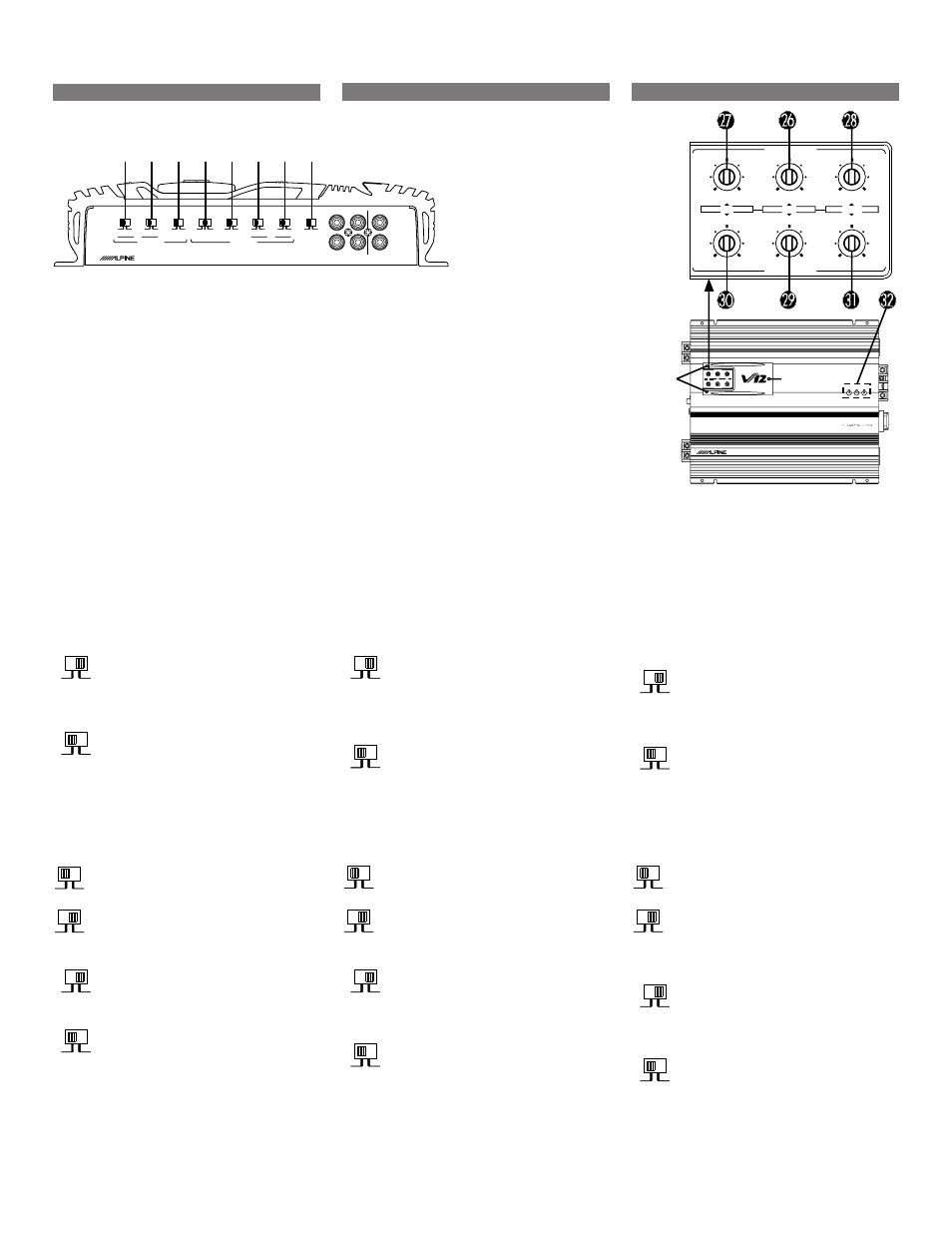 Switch settings, Reglages de commutateur, Ajustes del interruptor | Mrv-f407, Español français english, Protection music power | Alpine MRV-T757 User Manual | Page 14 / 24