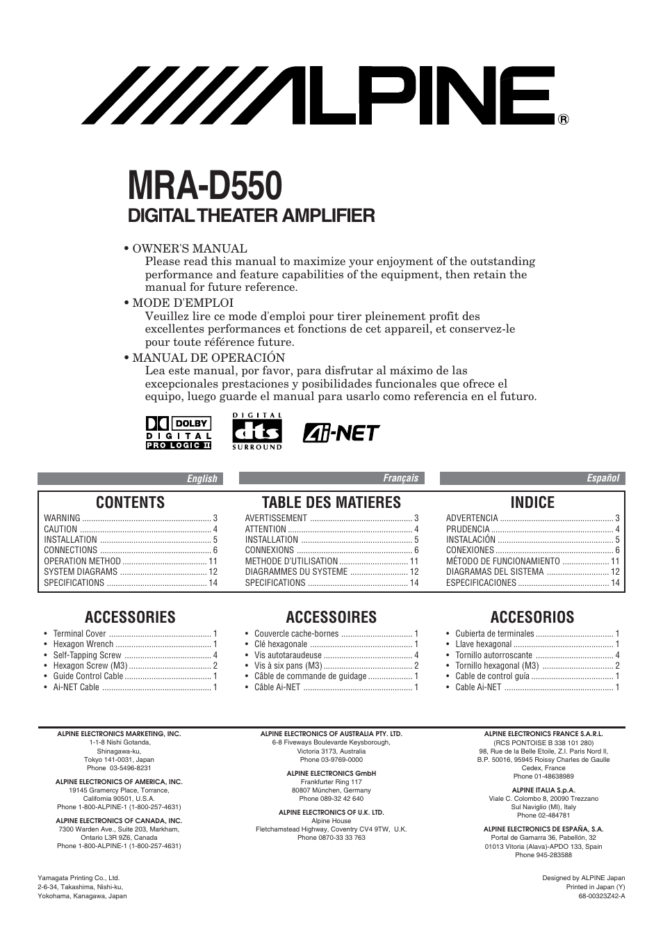 Alpine MRA-D550 User Manual | 20 pages