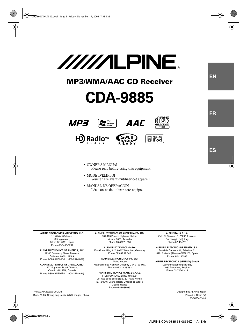 Alpine CDA-9885 User Manual | 118 pages