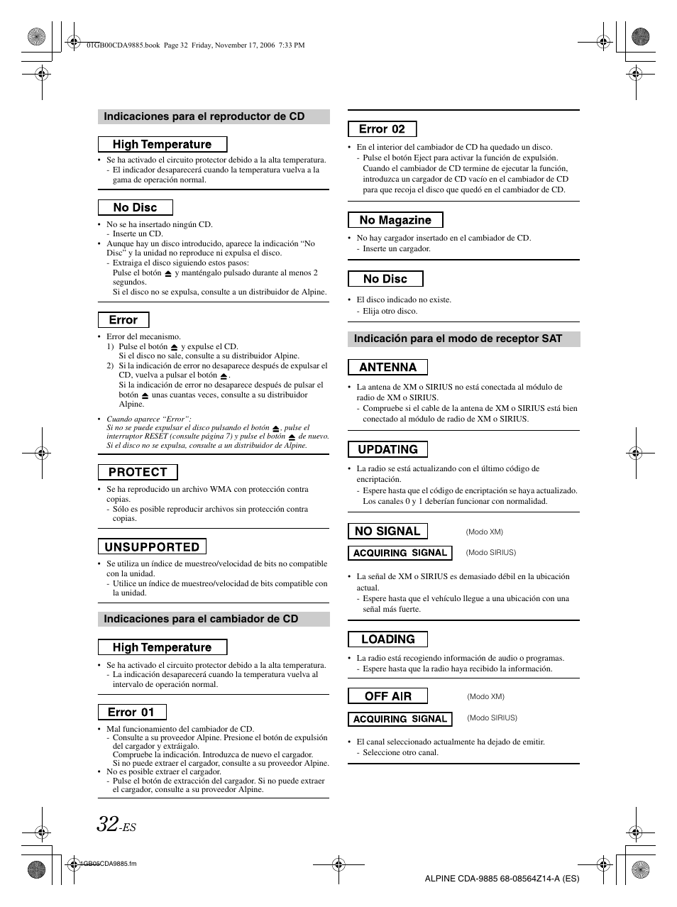 Alpine CDA-9885 User Manual | Page 112 / 118