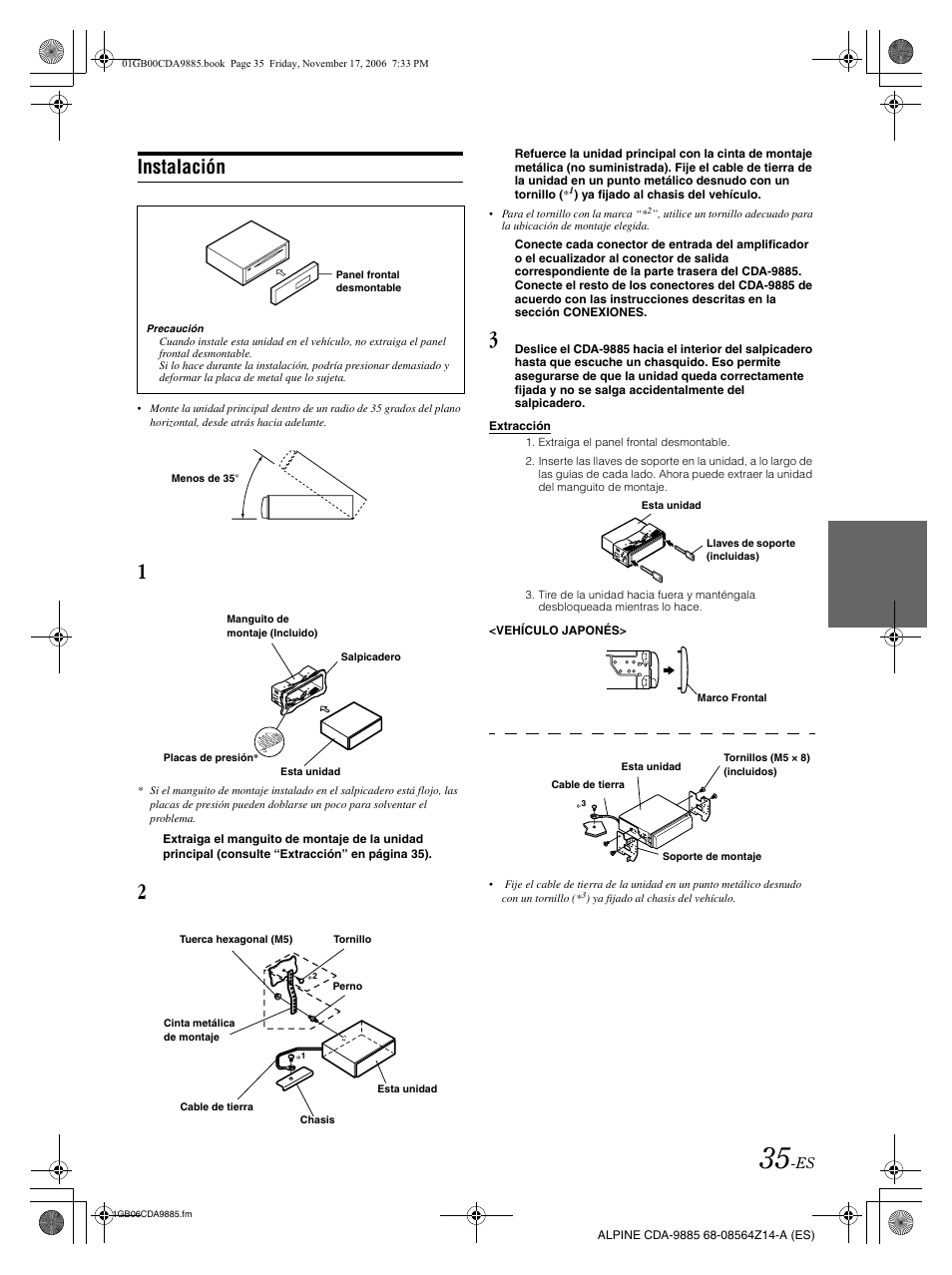 Instalación | Alpine CDA-9885 User Manual | Page 115 / 118