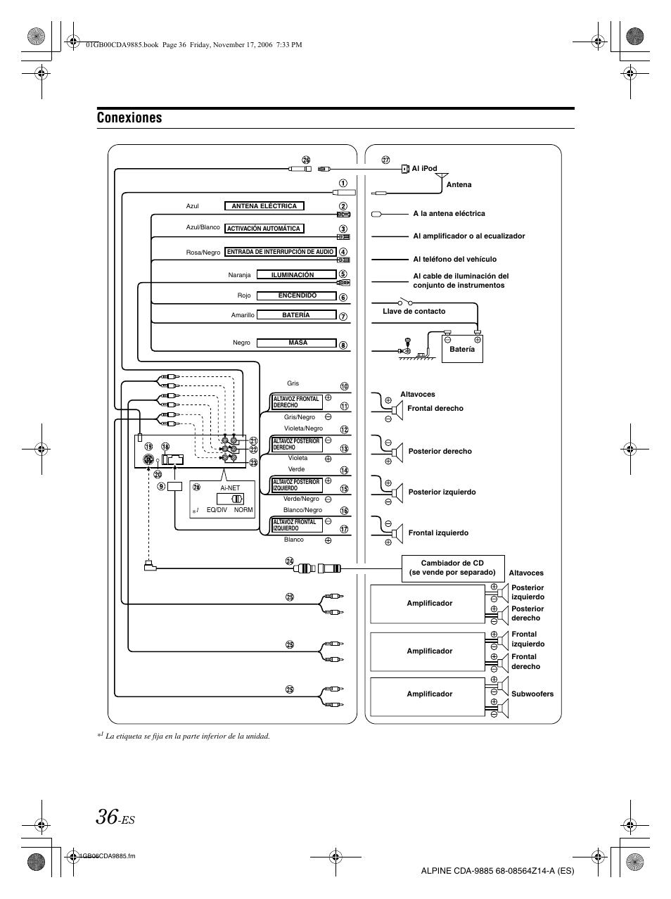 Conexiones | Alpine CDA-9885 User Manual | Page 116 / 118