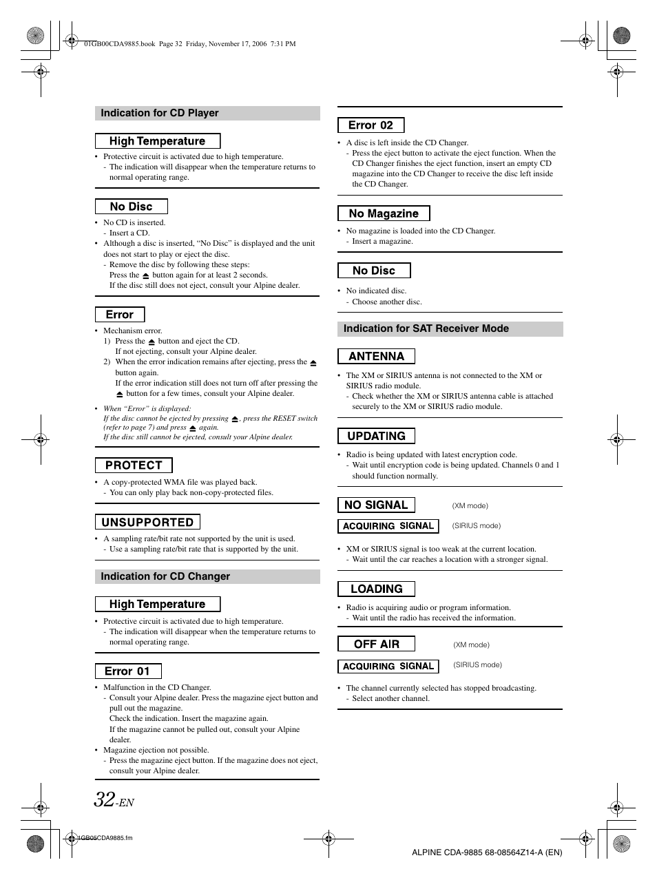 Alpine CDA-9885 User Manual | Page 34 / 118