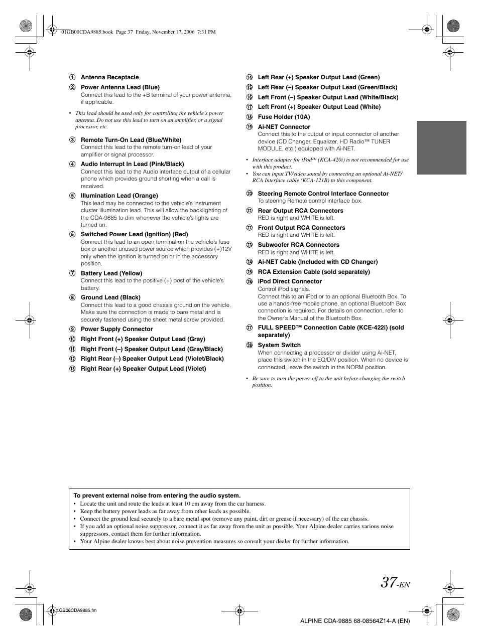 Alpine CDA-9885 User Manual | Page 39 / 118