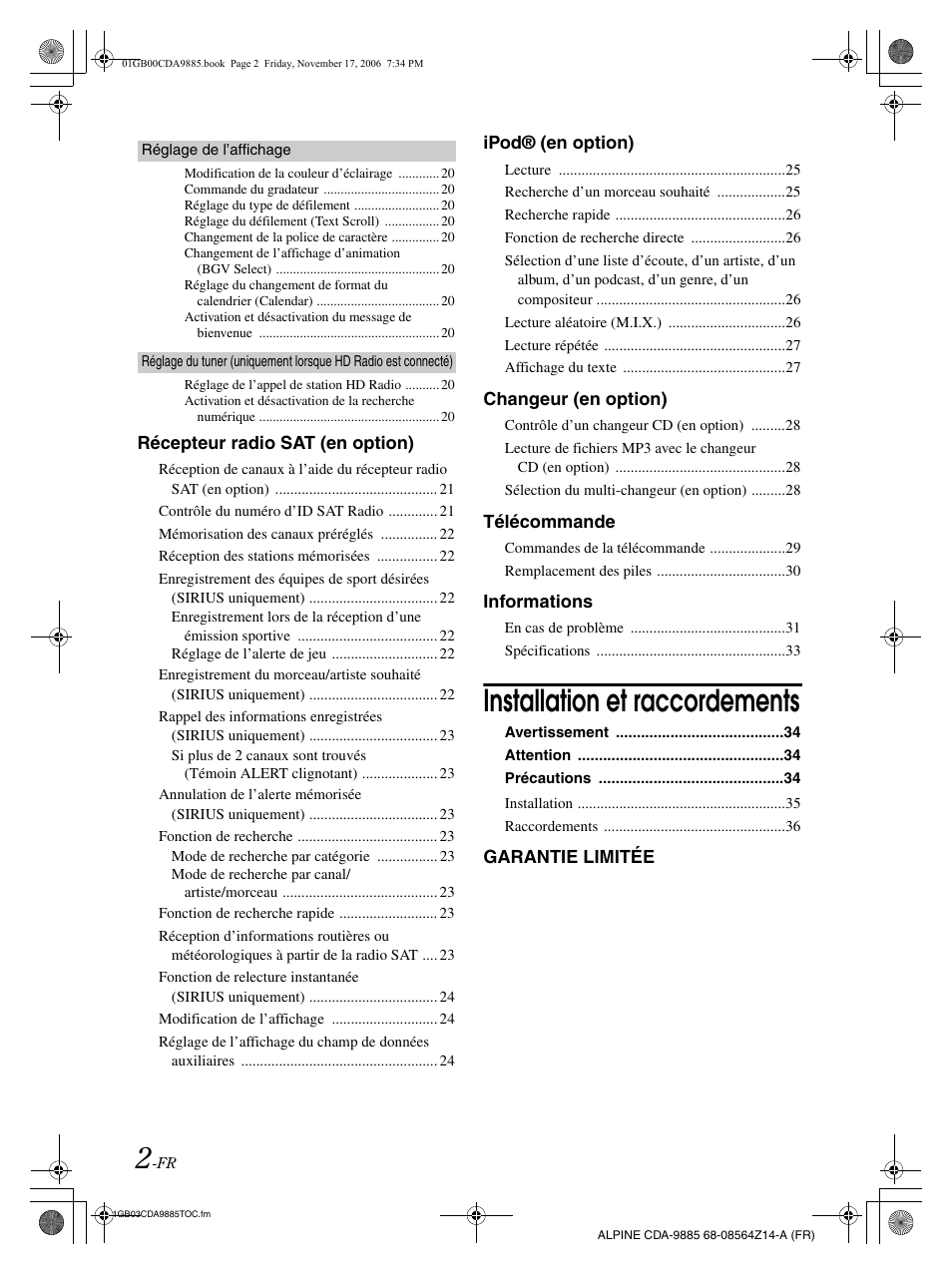Installation et raccordements | Alpine CDA-9885 User Manual | Page 43 / 118