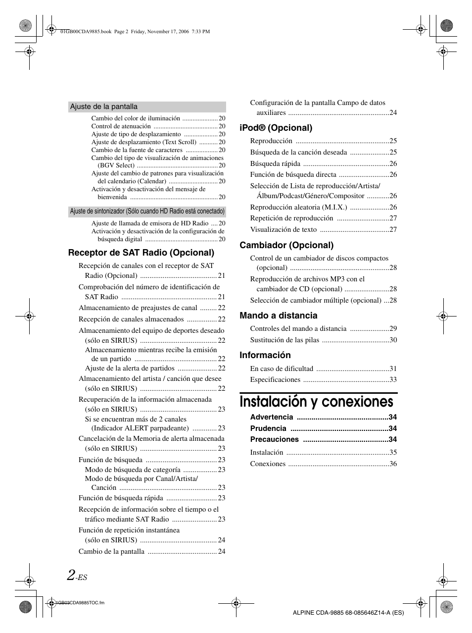 Instalación y conexiones | Alpine CDA-9885 User Manual | Page 82 / 118