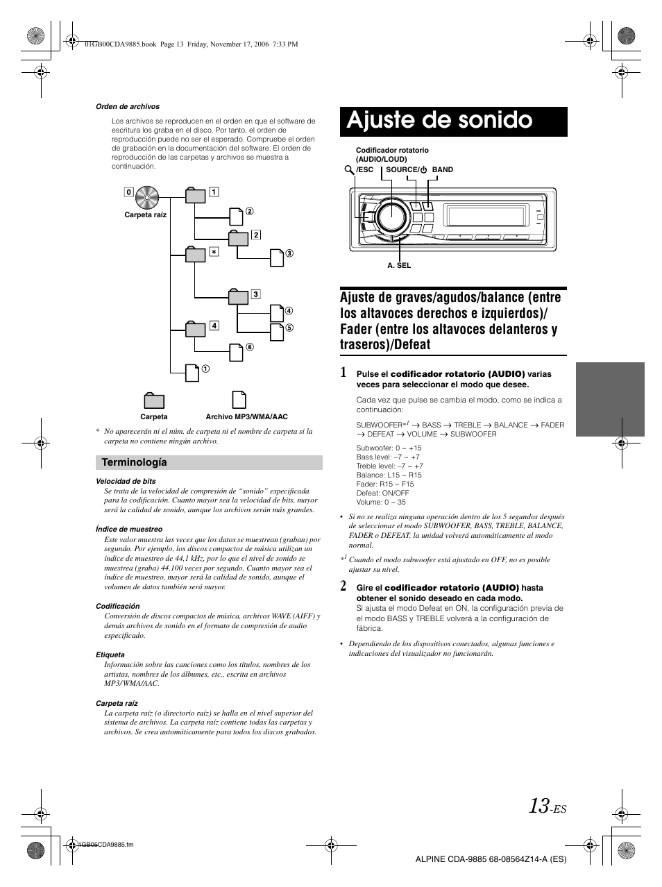 Ajuste de sonido | Alpine CDA-9885 User Manual | Page 93 / 118