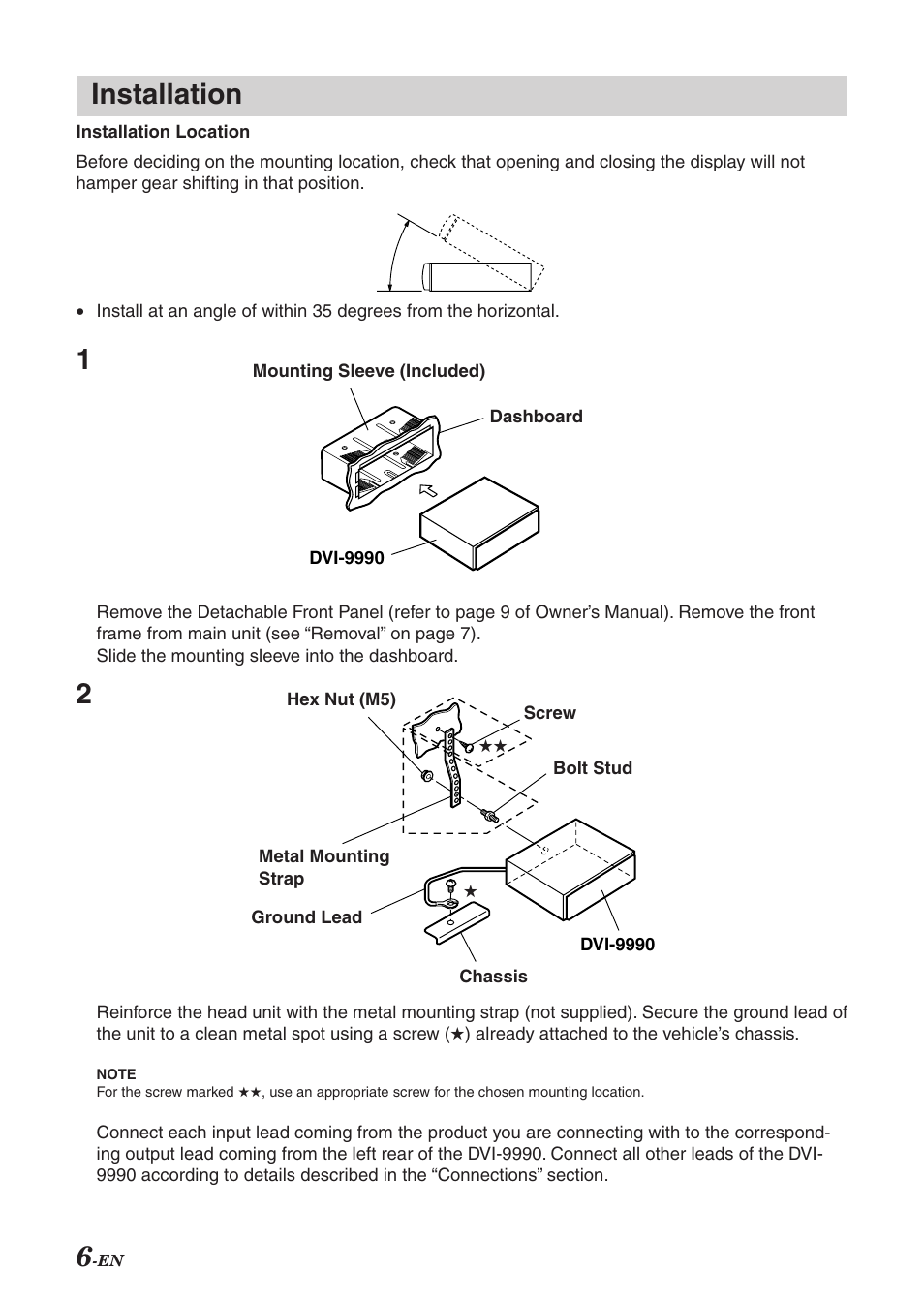 Installation 1 2 | Alpine DVI-9990 User Manual | Page 7 / 12