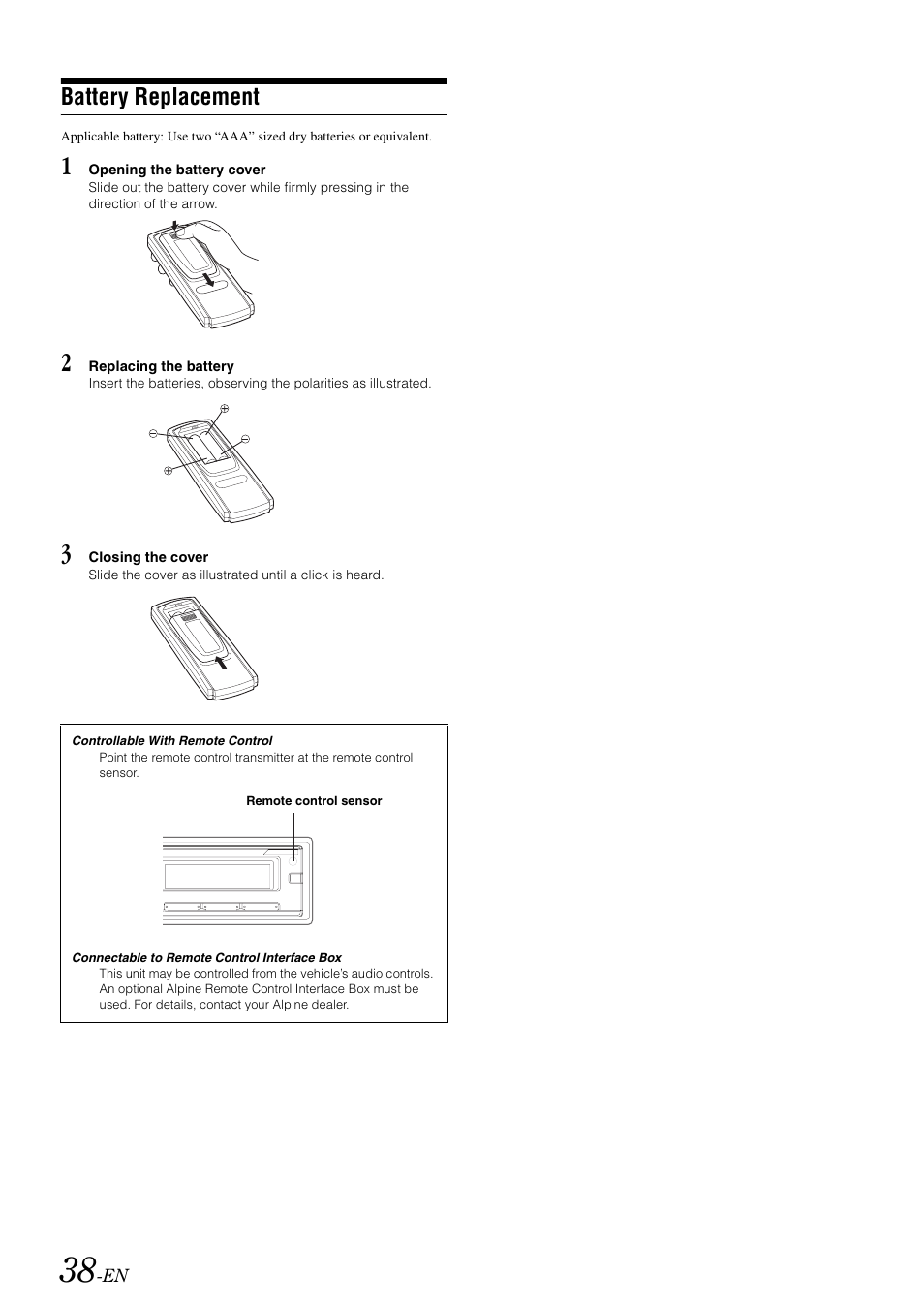 Battery replacement | Alpine CDA-9886R User Manual | Page 40 / 49