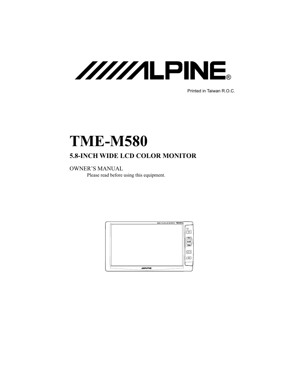 Alpine TME-M580 User Manual | 12 pages